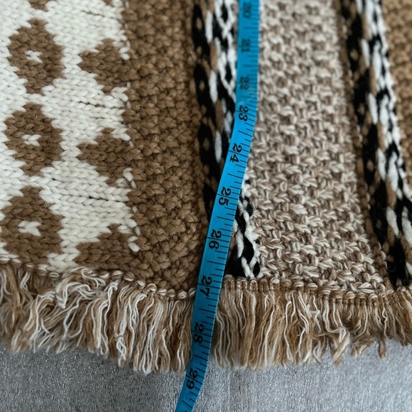 [O/S]Cocogio Chunky Knit Aztec Wool Blend Shawl/Open Cardigan - Made in Italy - Picture 5 of 6